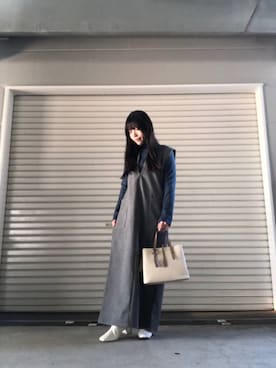 「ITEMS URBANRESEARCH（アイテムズ アーバンリサーチ）のアイテム（ジャンパースカート）」を使った、かめさん（レディース・148cm）の冬コーディネート