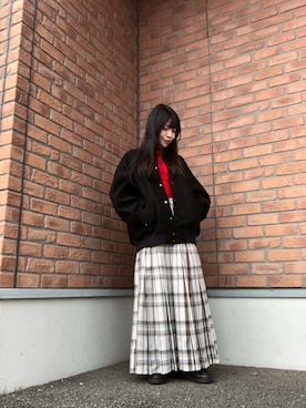 「アイテム（スタジャン）」を使った、かめさん（レディース・148cm）の秋コーディネート