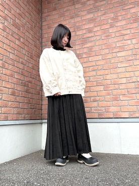 「アイテム（ノーカラージャケット）」を使った、かめさん（レディース・148cm）の秋コーディネート