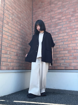 「ITEMS URBANRESEARCH（アイテムズ アーバンリサーチ）のシアードルマンジャケット（その他アウター、ブラック系）」を使った、かめさん（レディース・148cm）の春コーディネート