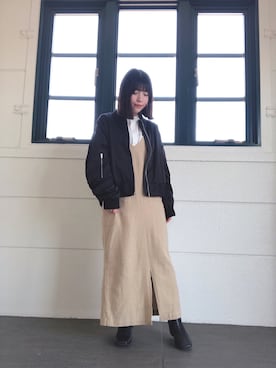 「フォローミー」｜「アイテム（MA-1）」を使った、かめさん（レディース・148cm）の春コーディネート