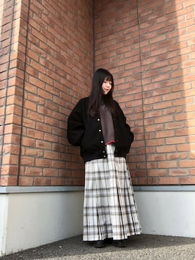 「アイテム（スタジャン）」を使った、かめさん（レディース・148cm）の冬コーディネート