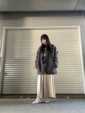 「アイテム（ノーカラーコート）」を使った、かめさん（レディース・148cm）の冬コーディネート