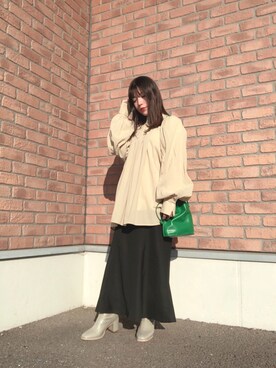 「ITEMS URBANRESEARCH（アイテムズ アーバンリサーチ）のPUキンチャクショルダー（ショルダーバッグ）」を使った、かめさん（レディース・148cm）の冬コーディネート