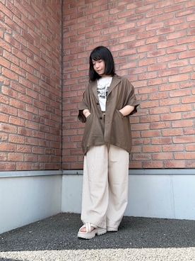 「ITEMS URBANRESEARCH（アイテムズ アーバンリサーチ）のシアードルマンジャケット（その他アウター、ブラウン系）」を使った、かめさん（レディース・148cm）の秋コーディネート