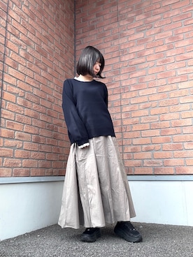 「ITEMS URBANRESEARCH（アイテムズ アーバンリサーチ）のウエストギャザースカート（スカート）」を使った、かめさん（レディース・148cm）の秋コーディネート