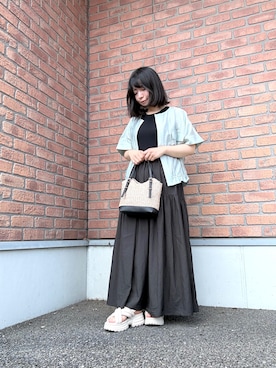 「ITEMS URBANRESEARCH（アイテムズ アーバンリサーチ）のヨウリュウドルマンブルゾン（ブルゾン、ブルー系）」を使った、かめさん（レディース・148cm）の秋コーディネート