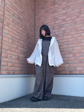 「ITEMS URBANRESEARCH（アイテムズ アーバンリサーチ）の『イージーケア』メッシュマウンテンパーカー(楽着シリーズ)（マウンテンパーカー、ホワイト系）」を使った、かめさん（レディース・148cm）の春コーディネート