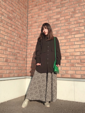 「ITEMS URBANRESEARCH（アイテムズ アーバンリサーチ）のPUキンチャクショルダー（ショルダーバッグ）」を使った、かめさん（レディース・148cm）の冬コーディネート