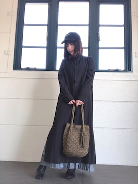 「ITEMS URBANRESEARCH（アイテムズ アーバンリサーチ）のアイテム（シャツワンピース）」を使った、かめさん（レディース・148cm）の春コーディネート