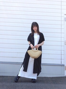 「ITEMS URBANRESEARCH（アイテムズ アーバンリサーチ）のアイテム（シャツワンピース）」を使った、かめさん（レディース・149cm）の夏コーディネート