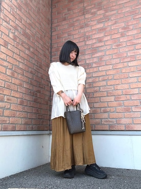 「ITEMS URBANRESEARCH（アイテムズ アーバンリサーチ）のニットベストドッキングシャツ（シャツ/ブラウス、ホワイト系）」を使った、かめさん（レディース・148cm）の夏コーディネート
