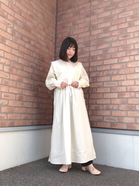 「ITEMS URBANRESEARCH（アイテムズ アーバンリサーチ）のアイテム（シャツワンピース）」を使った、かめさん（レディース・148cm）の冬コーディネート