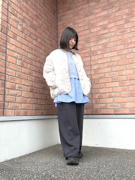 「アイテム（ダウンジャケット/コート）」を使った、かめさん（レディース・148cm・40代）の冬コーディネート