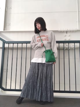 「ITEMS URBANRESEARCH（アイテムズ アーバンリサーチ）のPUキンチャクショルダー（ショルダーバッグ）」を使った、かめさん（レディース・148cm）の冬コーディネート