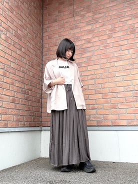 「ITEMS URBANRESEARCH（アイテムズ アーバンリサーチ）のメッシュ半袖ジャケット（その他アウター、ベージュ系）」を使った、かめさん（レディース・148cm）の夏コーディネート