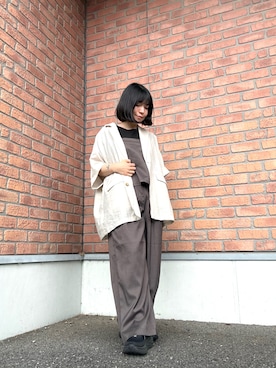 「ITEMS URBANRESEARCH（アイテムズ アーバンリサーチ）のシアードルマンジャケット（テーラードジャケット、グレー系）」を使った、かめさん（レディース・148cm）の夏コーディネート