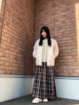 「アイテム（ノーカラージャケット）」を使った、かめさん（レディース・148cm）の秋コーディネート