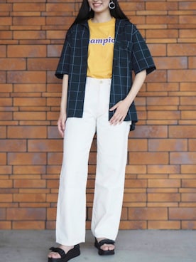 「PLUS ONE（プラスワン）のアイテム」を使った、ma____029さん（レディース・168cm）の夏コーディネート