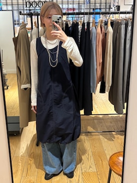 「Lee（リー）の『別注』Lee101×DOORS　WIDE PANTS（デニムパンツ、ブルー系）」を使った、優菜さん（レディース・160cm）の春コーディネート