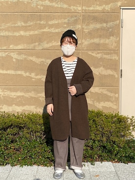 「Samansa Mos2 blue（サマンサモスモスブルー）のアイテム（ノーカラーコート）」を使った、す ずさん（レディース・155cm）の秋コーディネート