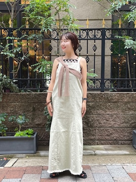 「Kastane」｜「アイテム（ジャンパースカート）」を使った、koyabu  harunaさん（レディース・155cm）の夏コーディネート