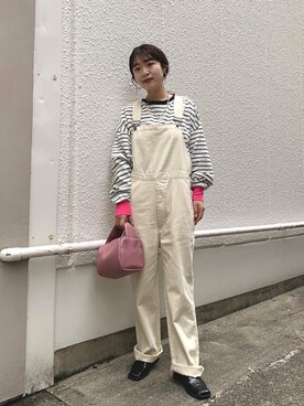 「WHIMSIC（ウィムジック）のアイテム（サロペット/オーバーオール）」を使った、koyabu  harunaさん（レディース・155cm）の冬コーディネート