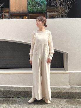 「kastane_ootd」｜「アイテム（サロペット/オーバーオール）」を使った、koyabu  harunaさん（レディース・155cm）の春コーディネート