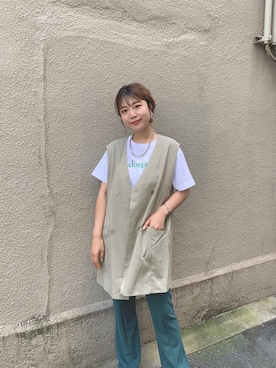 「グリーンパンツ」｜koyabu  harunaさん（レディース・155cm）の秋コーディネート