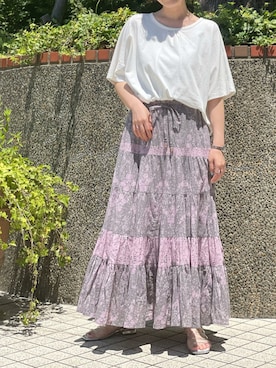 「AS KNOW AS de base（アズノゥアズドゥバズ）のアイテム」を使った、mtoiさん（レディース・158cm）の夏コーディネート