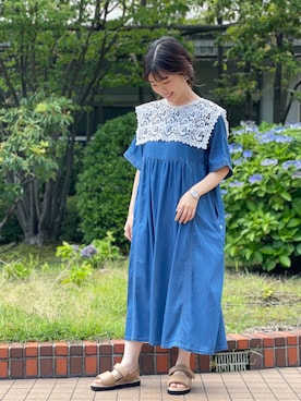 「アイテム（付け襟）」を使った、mtoiさん（レディース・158cm）の夏コーディネート