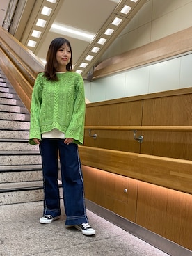 「透かし編みニット」｜mtoiさん（レディース・158cm）の秋コーディネート