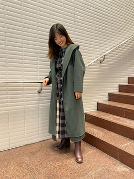 「フードコート」｜「アイテム（シャツワンピース）」を使った、mtoiさん（レディース・158cm）の秋コーディネート