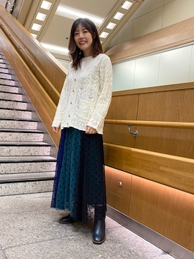 「透かし編みニット」｜mtoiさん（レディース・158cm）の秋コーディネート