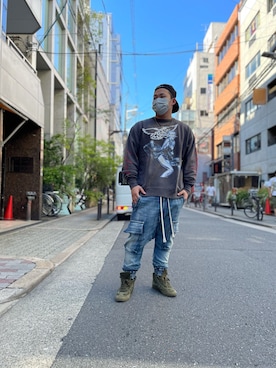 「ROYAL FLASH（ロイヤルフラッシュ）のアイテム（スウェット）」を使った、SASAOさん（メンズ・175cm）の夏コーディネート