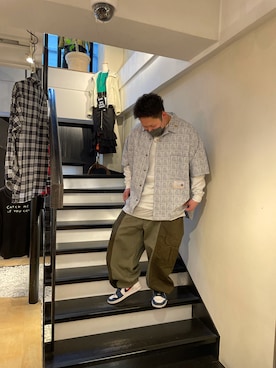 「BACKLASH（バックラッシュ）のアイテム」を使った、SASAOさん（メンズ・175cm）の春コーディネート