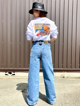 「RAG MACHINE（ラグマシーン）のアイテム（ハット）」を使った、アユミさん（レディース・160cm）の夏コーディネート