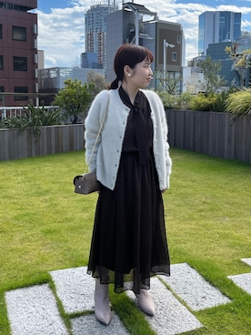 「ヘアリーニット」｜KAKOさん（レディース・148cm）の秋コーディネート
