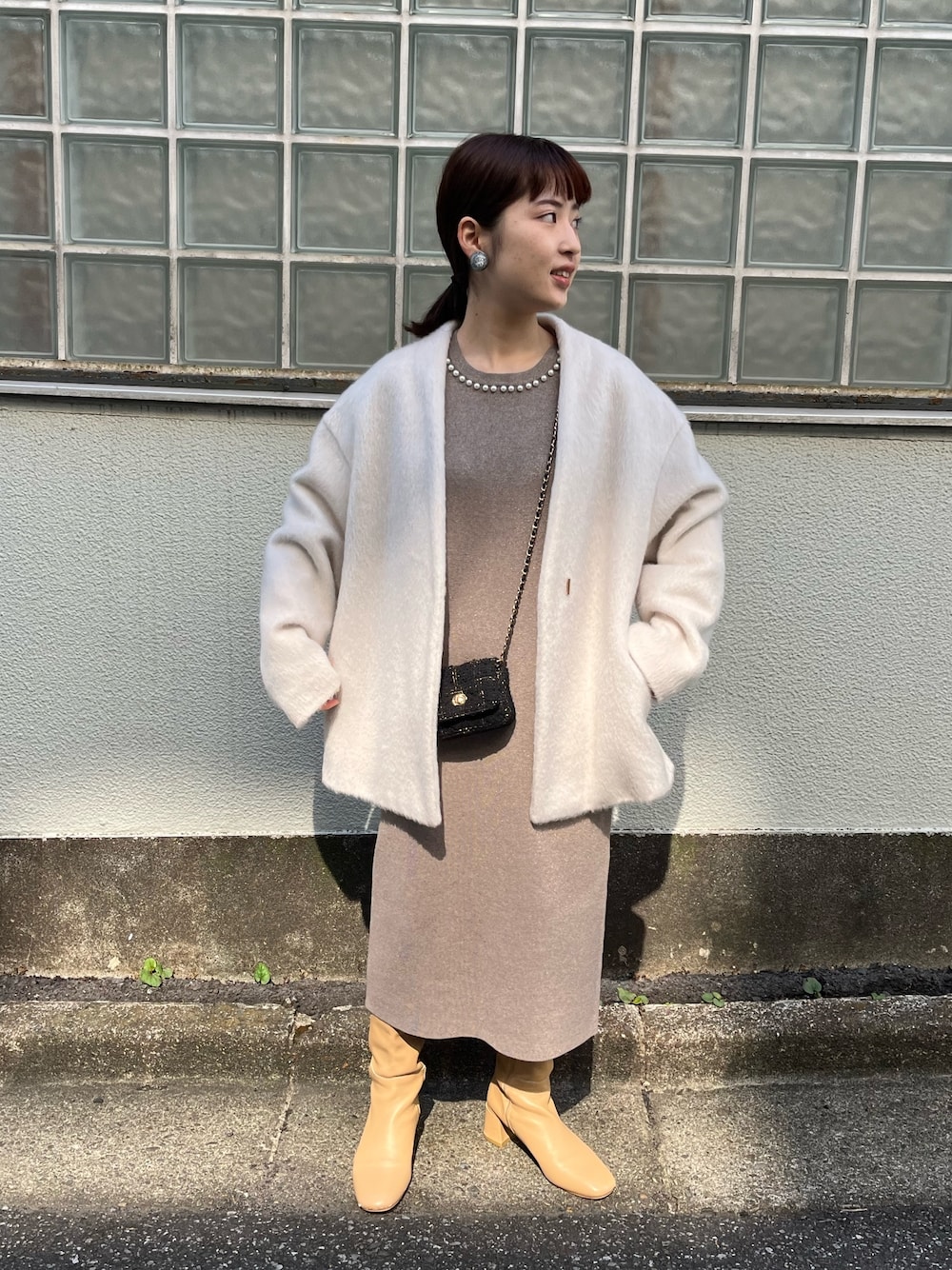 ノーリーズソフィ アウター モヘヤシャンブレーシャギーショートコート