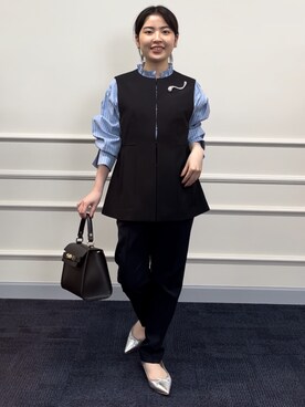 「NOLLEY’S（ノーリーズ）のアイテム（シャツ/ブラウス）」を使った、KAKOさん（レディース・148cm）の冬コーディネート