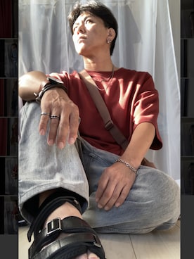「WYM LIDNM（ウィム バイ リドム）のアイテム（サンダル）」を使った、wakuさん（メンズ・166cm）の夏コーディネート