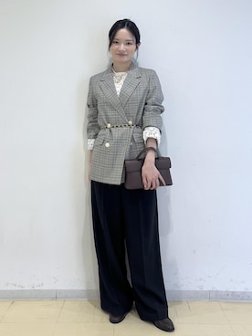 「VIS（ビス）の立体レースフレアスリーブロンT（Tシャツ/カットソー、ホワイト系）」を使った、ik18さん（レディース）の秋コーディネート
