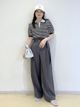 「VIS（ビス）の【追加】ロゴマーク刺繍キャップ（キャップ、ホワイト系）」を使った、ik18さん（レディース）の夏コーディネート