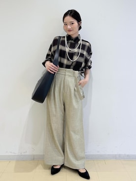 「VIS（ビス）のオンブレチェックオーバーシャツ（シャツ/ブラウス）」を使った、ik18さん（レディース・158cm）の秋コーディネート
