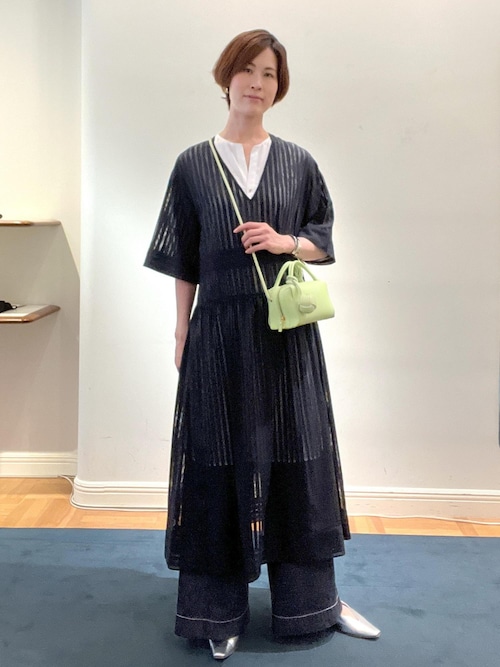 セール】シャドーストライプ/楊柳 レイヤードワンピース（ワンピース  