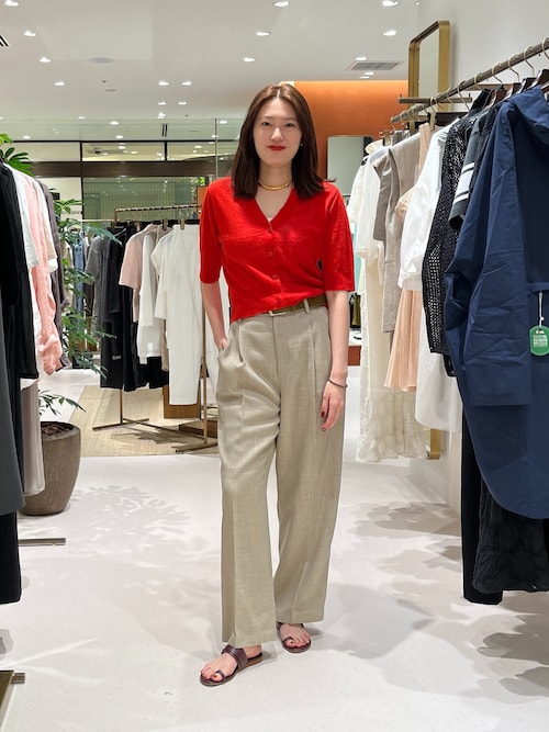 美品 ドゥロワー ギャバタックパンツ 36 ライラック