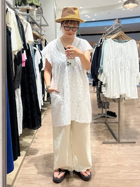 「アイテム（帽子）」を使った、m.pocさん（レディース・160cm・30代）の夏コーディネート