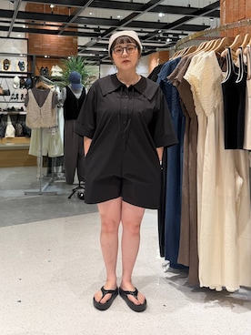 「LOWRYS FARM（ローリーズファーム）のボーダーニットビーニー　645151（ニットキャップ/ビーニー、ホワイト系）」を使った、m.pocさん（レディース・160cm）の春コーディネート