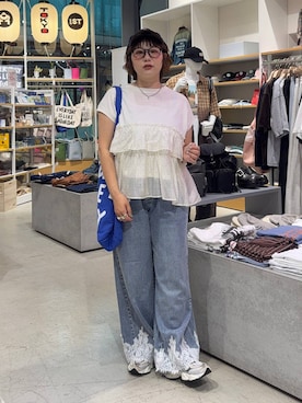「LOWRYS FARM（ローリーズファーム）の【NEWERA】ローリーズファーム別注企画 ９２０ＣＳ／ＣＯＲＤＵＲＯＹ２６　1042439（キャップ、ブルー系）」を使った、m.pocさん（レディース・160cm）の秋コーディネート