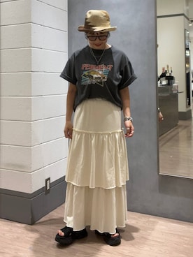 「アイテム（帽子）」を使った、m.pocさん（レディース・160cm・30代）の夏コーディネート